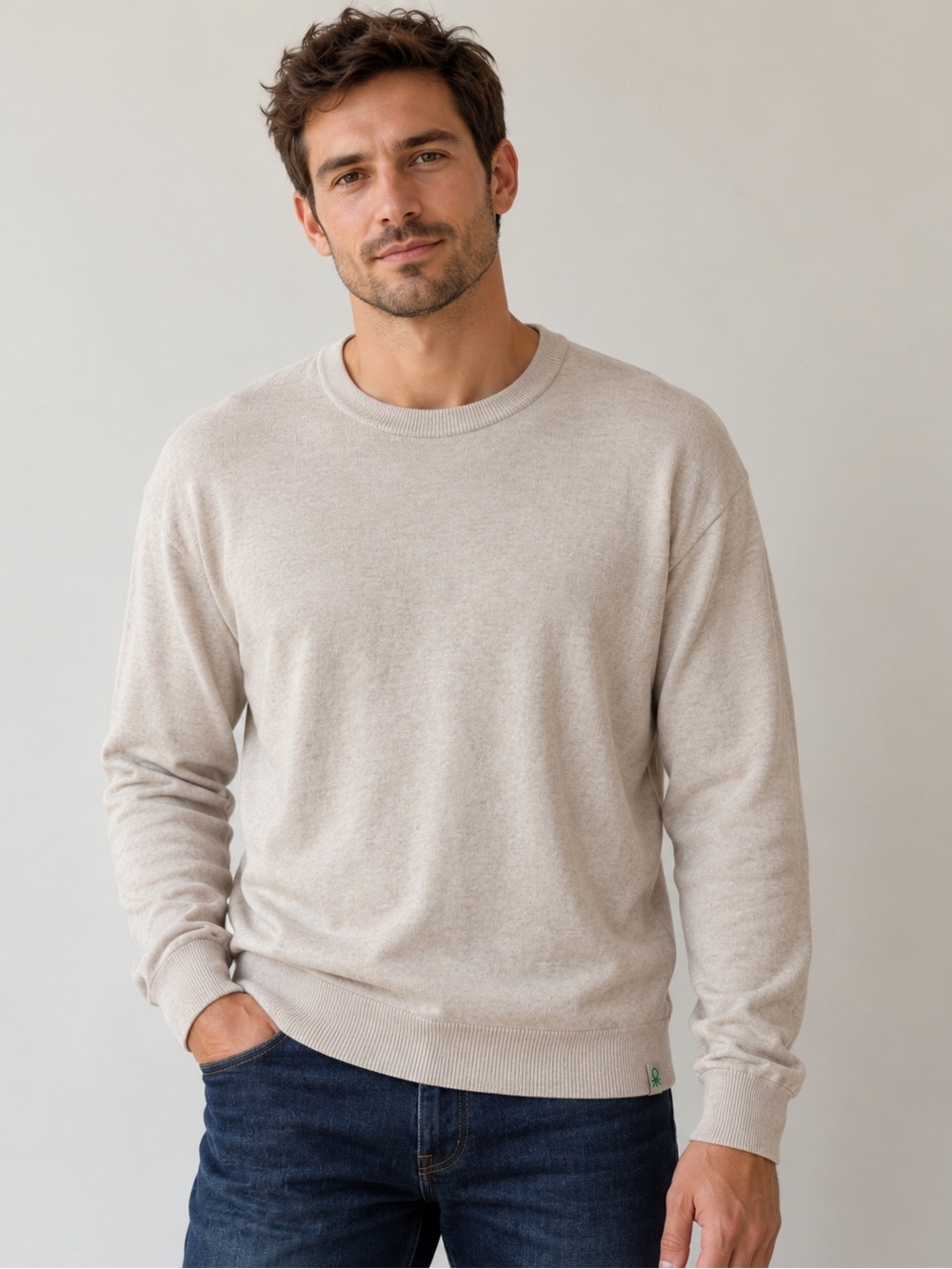 United Colors of Benetton Oatmeal Sweater XXL Minimalist Quiet Luxury